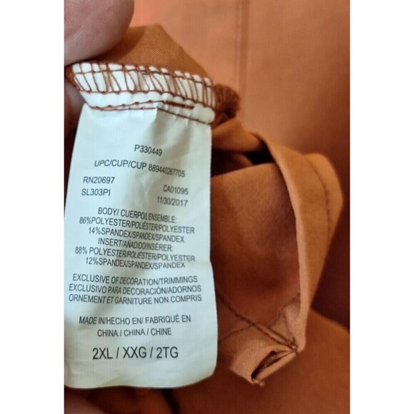 Dickies Men's Button Front Shirt 2XL Long Sleeve Orange Cooling Stretch‎ Pockets - Picture 10 of 11